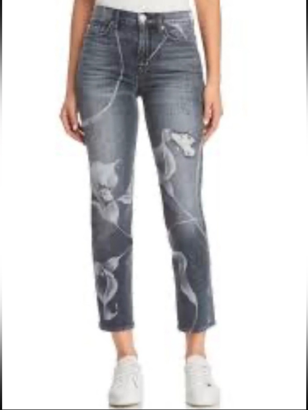 Hudson Jeans Gray Floral Cropped Ankle Jeans - Picture 2 of 6